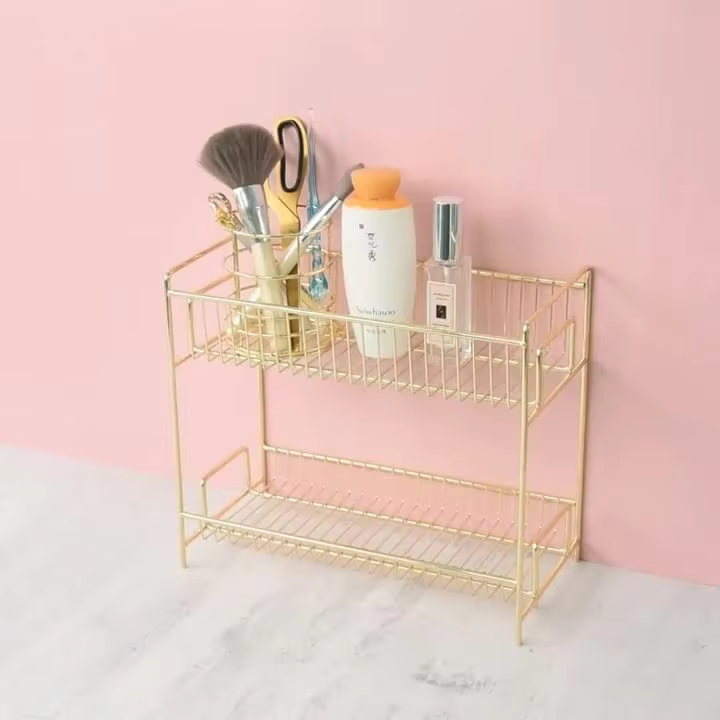 Custom Iron Bathroom Storage Rack Kitchen Condiment Rack Multi-use Black Iron Wire Mesh Holder Wall Organization Rack