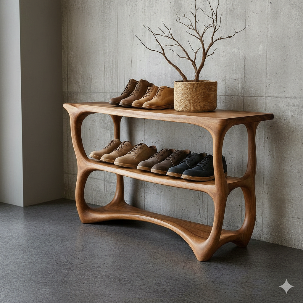 Vietnam Supplier - Solid Wood Shoe Storage Narrow Shoe Rack for Entryway Classroom Decor Wooden Shoe Cabinet