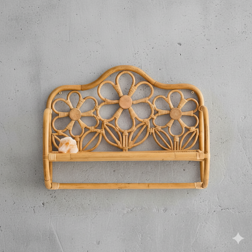 Indoor Home Decoration Flower Bamboo Shelves Rattan Plant Wall Mount Hanging Shelf Wholesale From Vietnam Factory